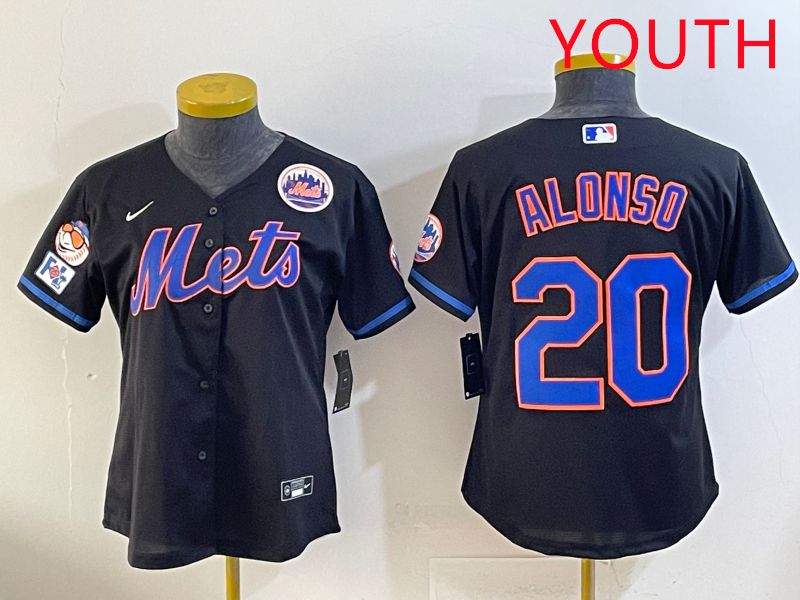 Youth 2025 New York Mets #20 Alonso Black Game Nike MLB Jersey style 8